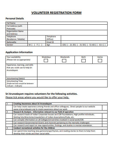formal-volunteer-registration-form-template