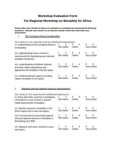 formal workshop evaluation questionnaire