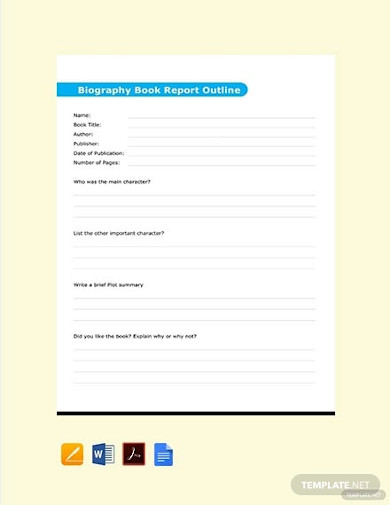 free biography book report outline template