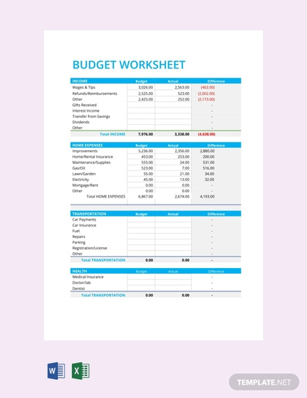free-budget-worksheet-template