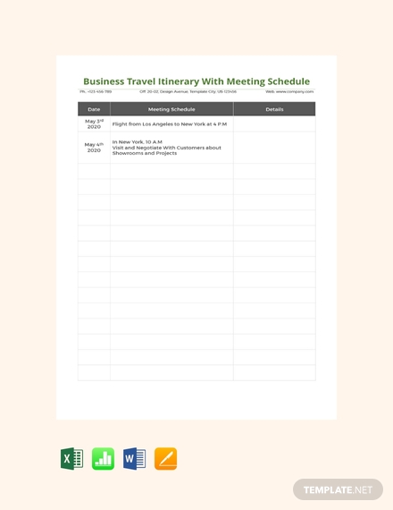 free business travel itinerary with meeting schedule template 440x570 1