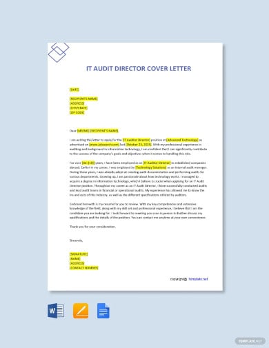 free it audit director cover letter template
