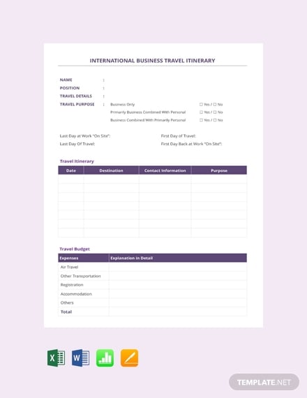 free international business travel itinerary template 440x570 1