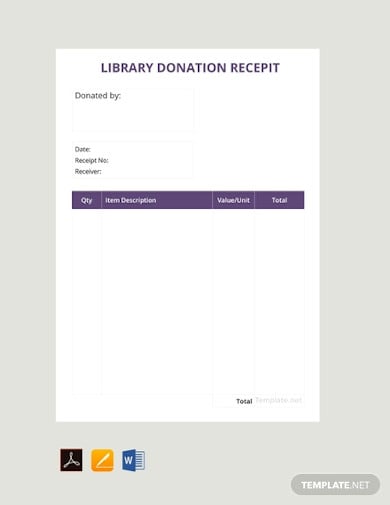 free library donation receipt template