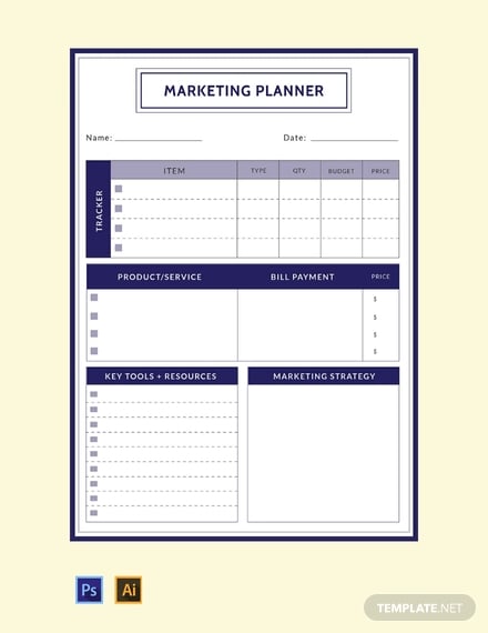 free marketing planner template 440x570