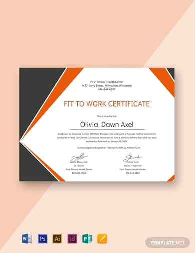 free medical fitness certificate format