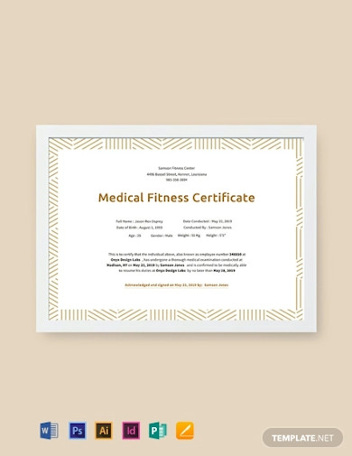 free medical fitness certificate template
