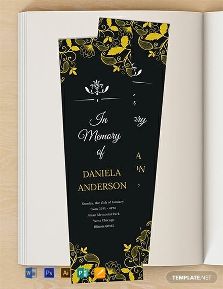free memorial bookmark template 440x570
