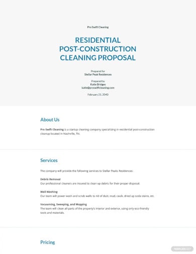 free post construction cleaning proposal template