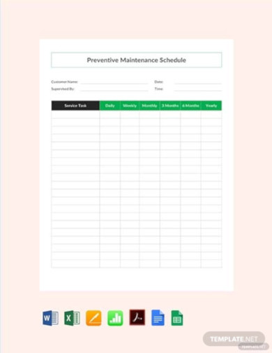 free preventive maintenance schedule template