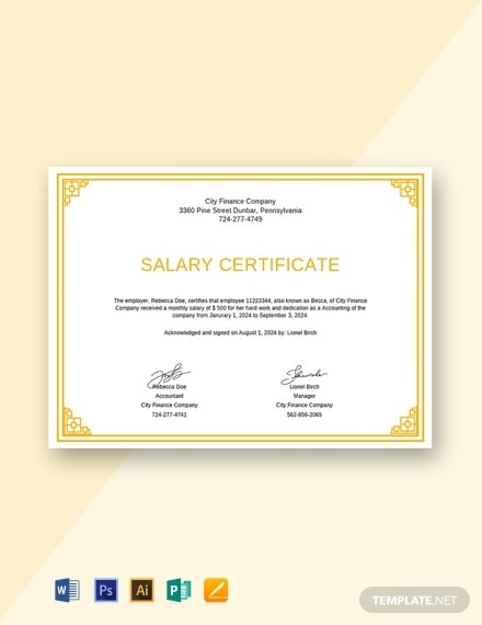 free salary certificate from employer template 440x570