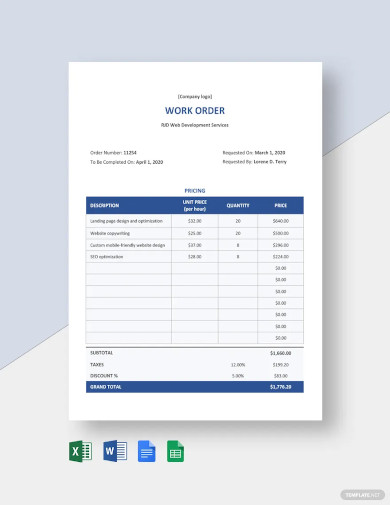 freelance contract work order template