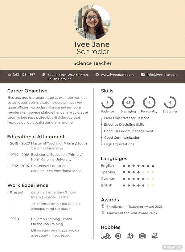 teacher resume format word file download