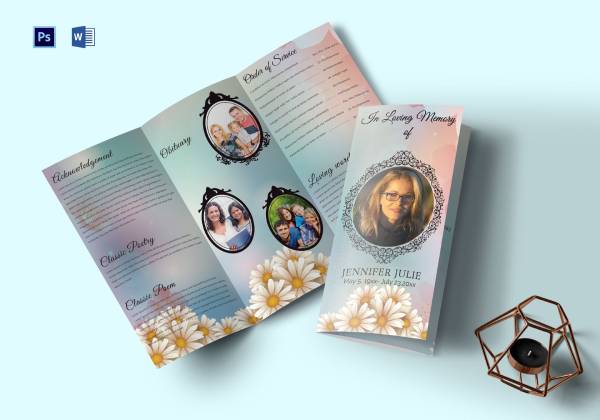 funeral program trifold brochure template