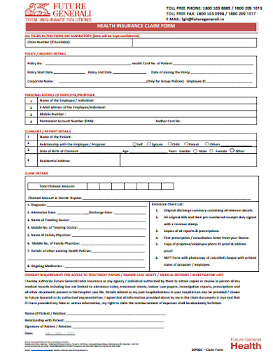 18+ Health Insurance Claim Form Templates - PDF, DOC