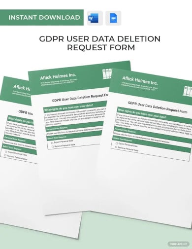 gdpr user data deletion request form