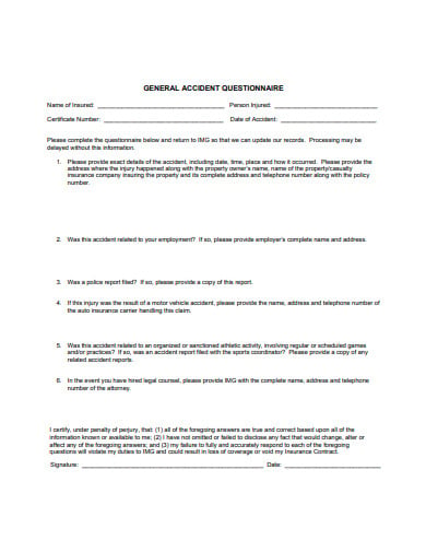 general-accident-questionnaire-template