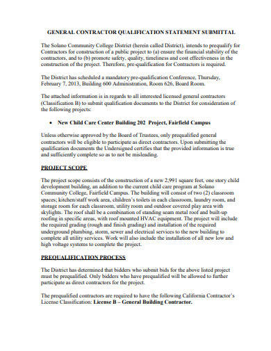 14+ Contractor Qualification Statement Templates in PDF | DOC