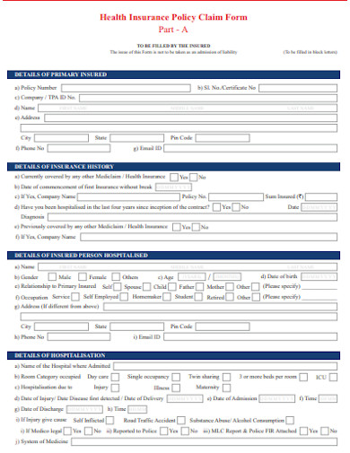 18+ Health Insurance Claim Form Templates - PDF, DOC