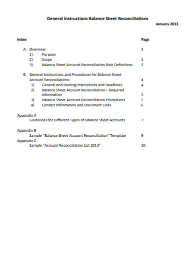 general instructions balance sheet reconciliations