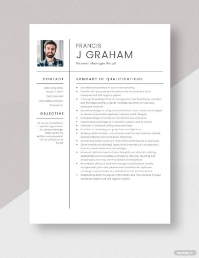 general manager retail resume template