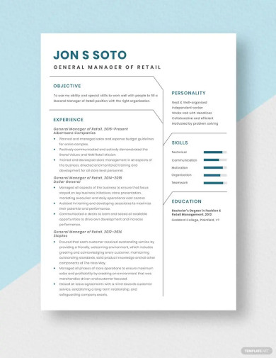 general manager of retail resume template
