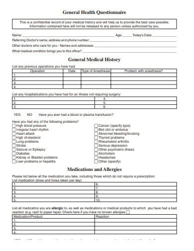 general-medical-history-questionnaire-template