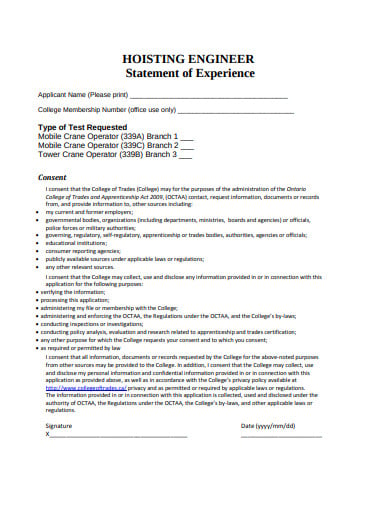 general statement of experience template1