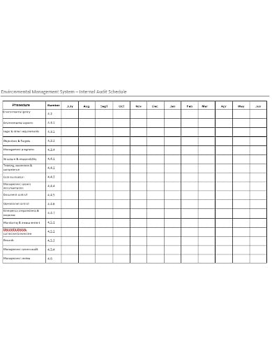 generic audit schedule template