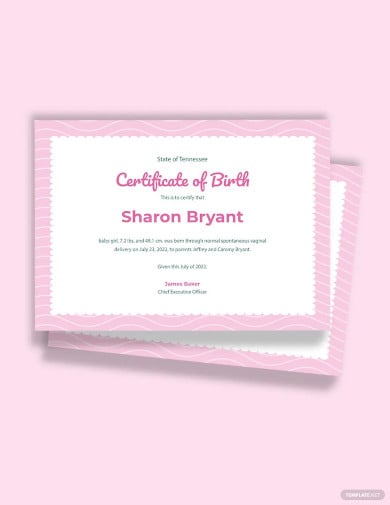 girl birth certificate template