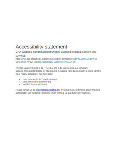 22  Accessibility Statement Templates in PDF DOC