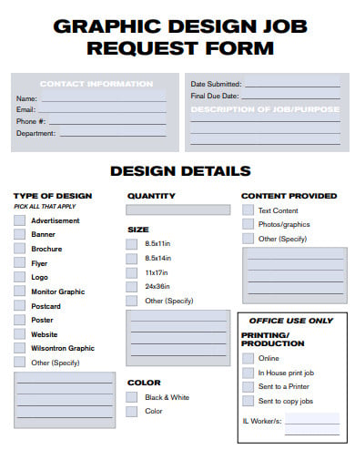 graphic design job request form template