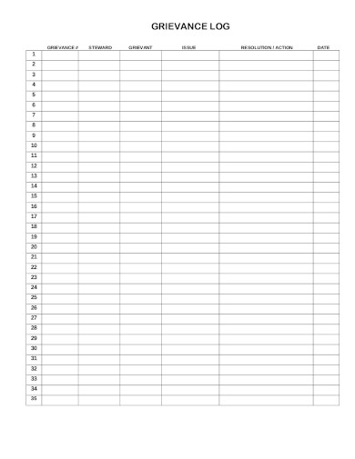 grievance log example