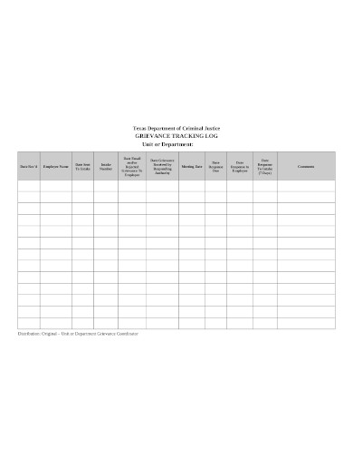 9+ Grievance Log Templates in PDF | Word | Doc