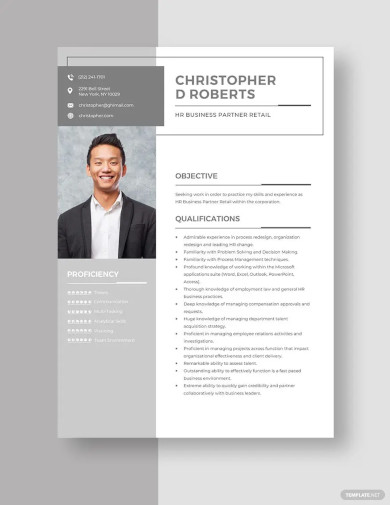 hr business partner retail resume template