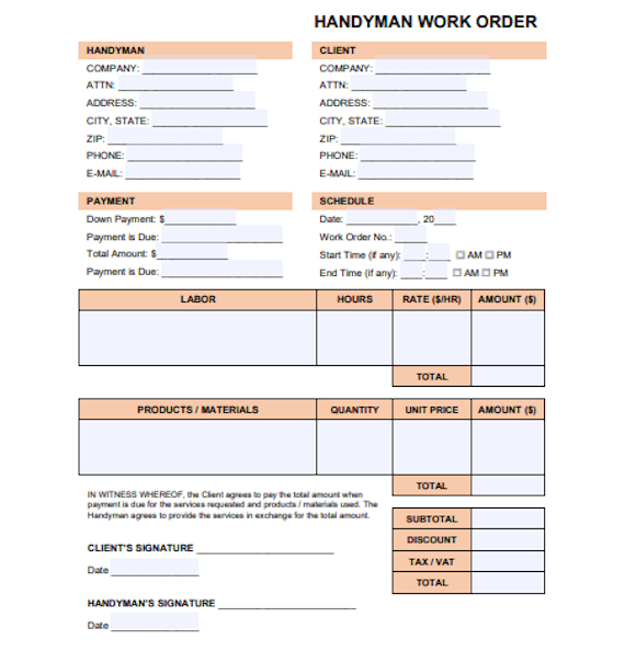 handyman work order