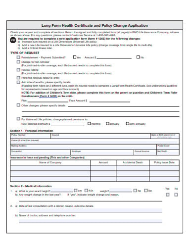 health certificate application form example