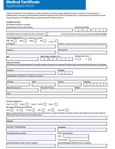 health certificate application form sample