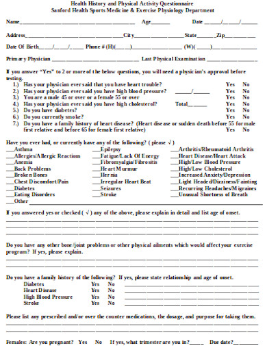 health-physical-activity-questionnaire-template