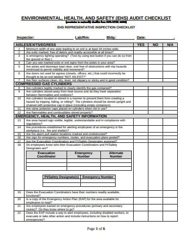 health safety audit checklist template