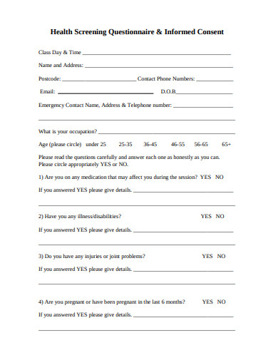 10 Health Screening Questionnaire Templates In PDF DOC