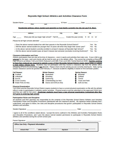 high-school-activities-clearance-form-template