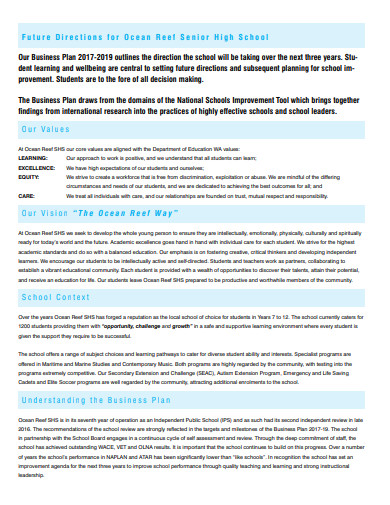 sample of a school business plan