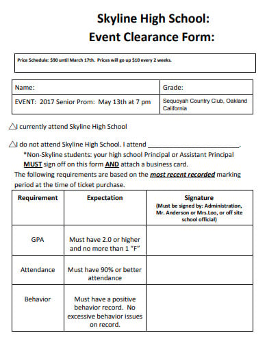 high-school-event-clearance-form-template