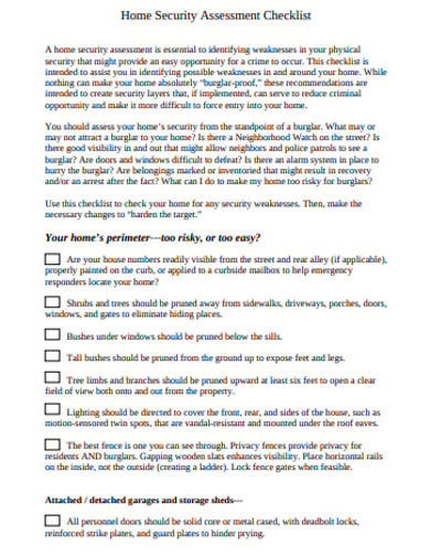 home security assessment checklist 1