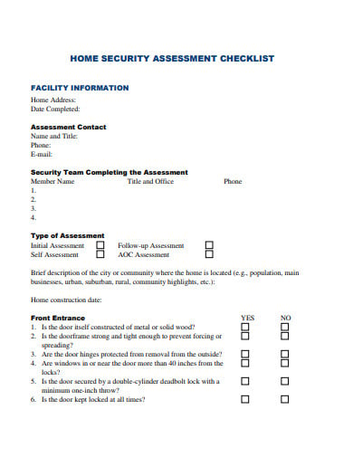 home security assessment checklist