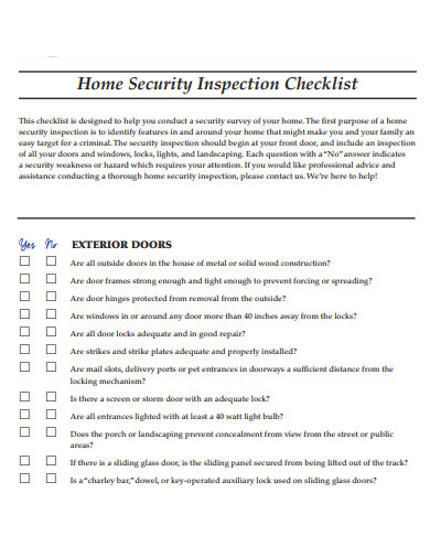 FREE 7+ Security Inspection Checklist Templates in PDF | MS Word