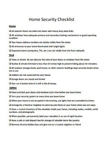home yard security checklist