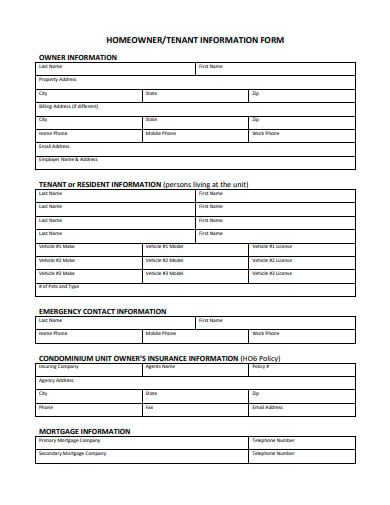 homeowner information form