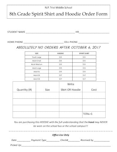FREE 10+ Hoodie Order Form Templates in PDF | MS Word